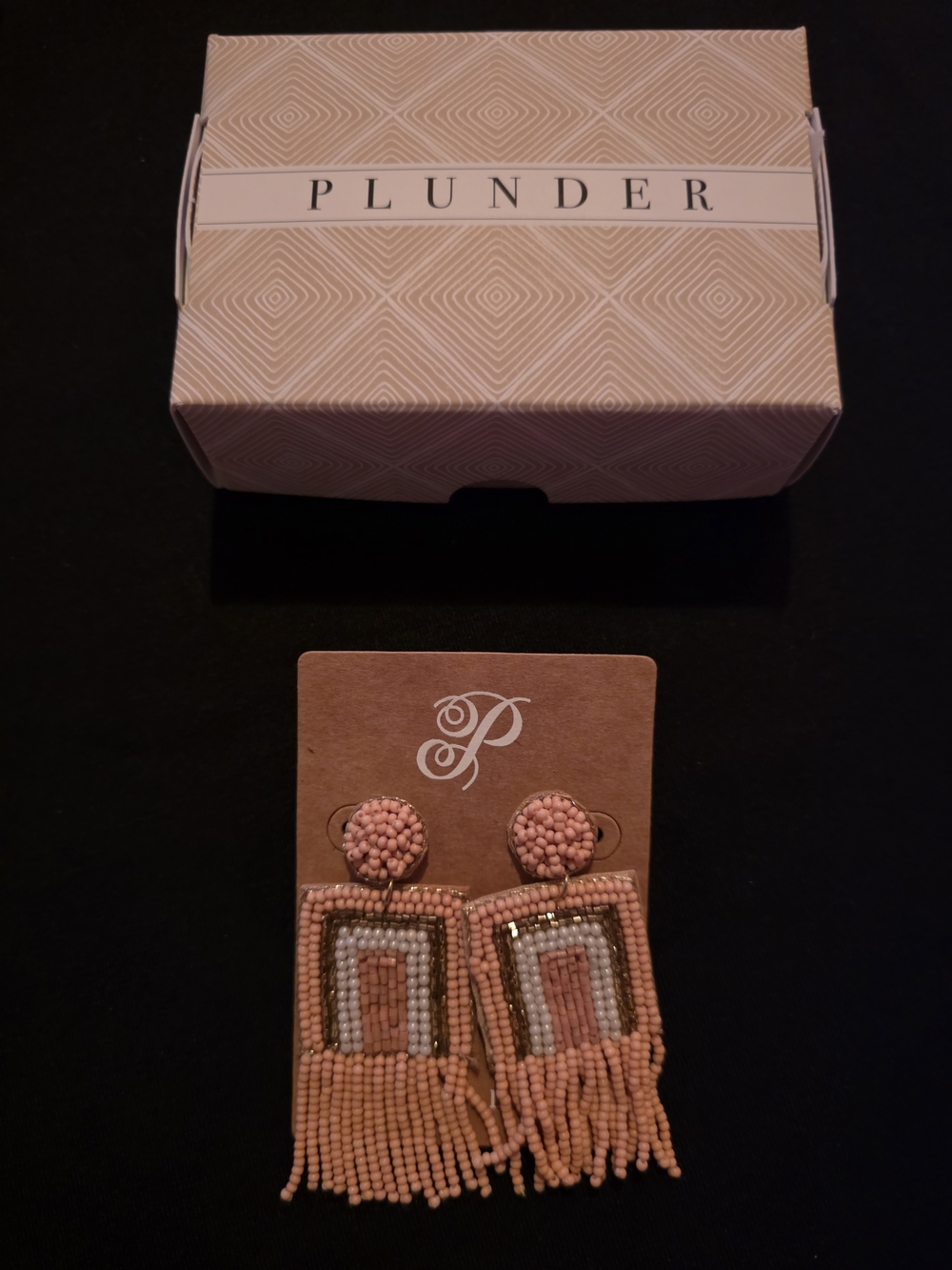 Plunder Peach Beaded Fringe Statement Earrings